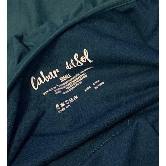 Calar del Sol Womens Teal Off Shoulder Ruffle One Piece Swimsuit Small - Picture 4 of 5